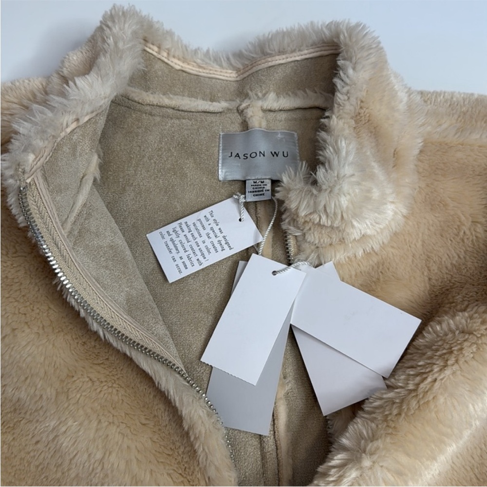 Jason Wu faux fur light beige half zip jacket - Picture 10 of 11